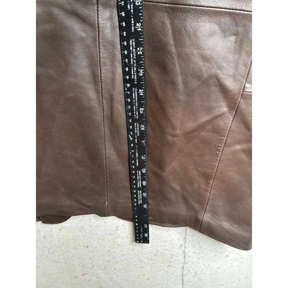 Stafford Mens Brown Genuine Leather Blazer Jacket 3 Button Nappa Medium RN93677